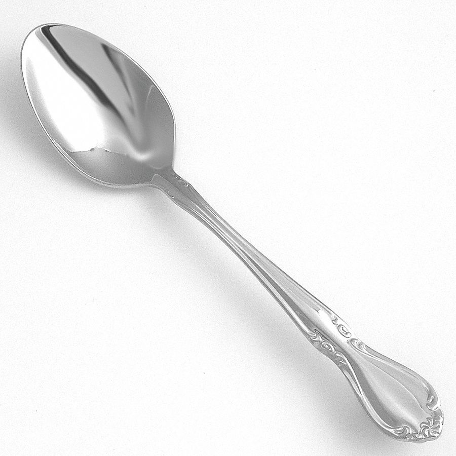 Teaspoon: Illustra, 18/10, Stainless Steel, 6 in Overall Lg, Silver