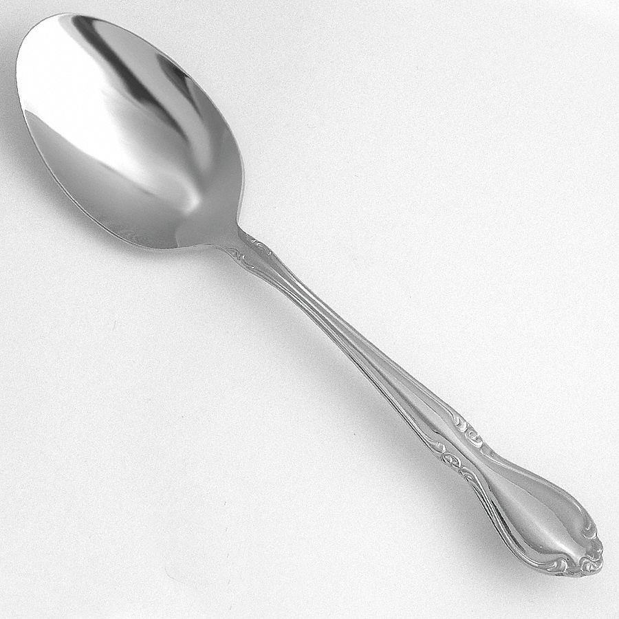 Serving Spoon: Illustra, 18/10, Stainless Steel, 7 7/8 in Overall Lg, Silver