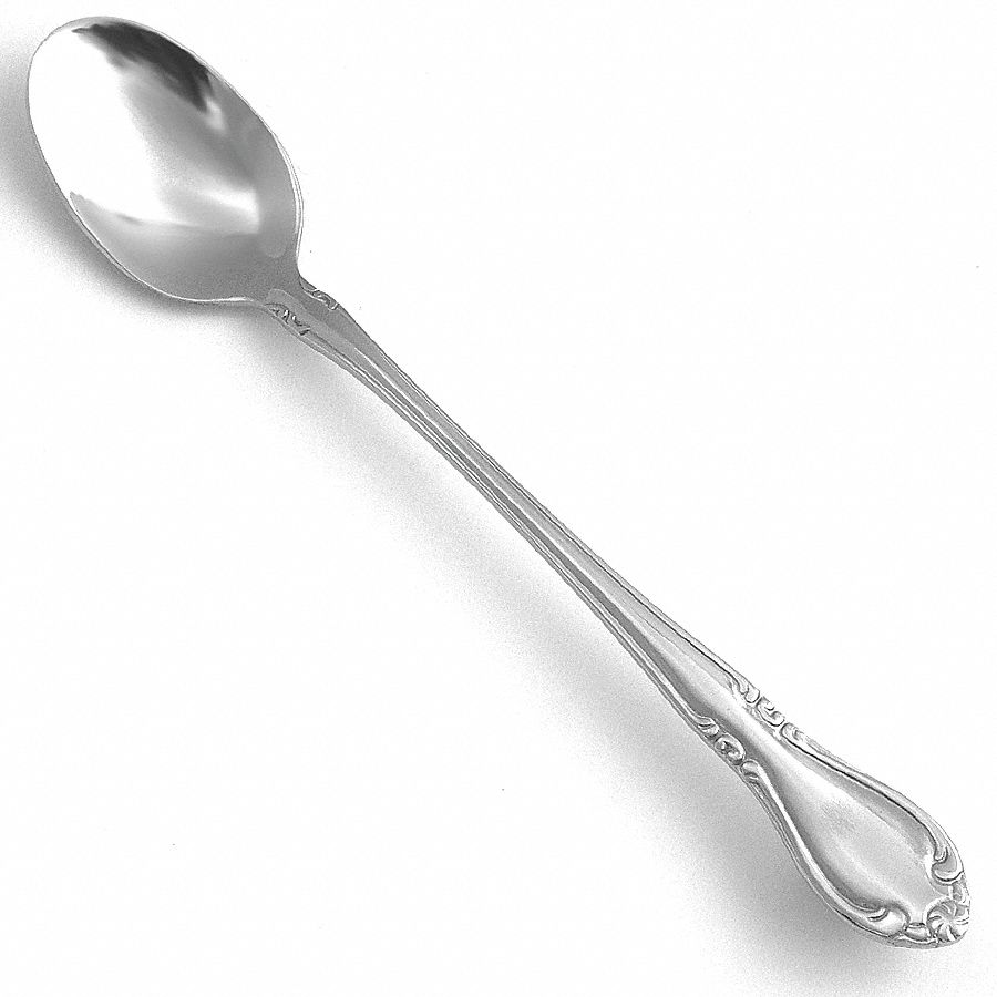 Ice Tea Spoon: Illustra, 18/10, Stainless Steel, 7 in Overall Lg, Silver