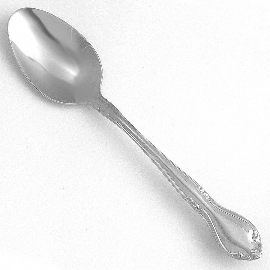 Dessert Spoon: Illustra, 18/10, Stainless Steel, 7 1/4 in Overall Lg, Silver