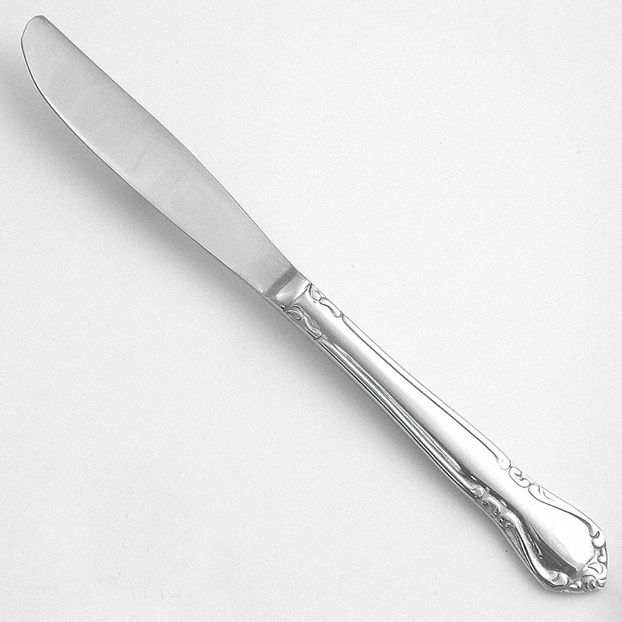 European Dinner Knife: Illustra, 18/10, Stainless Steel, 9 1/4 in Overall Lg, Silver