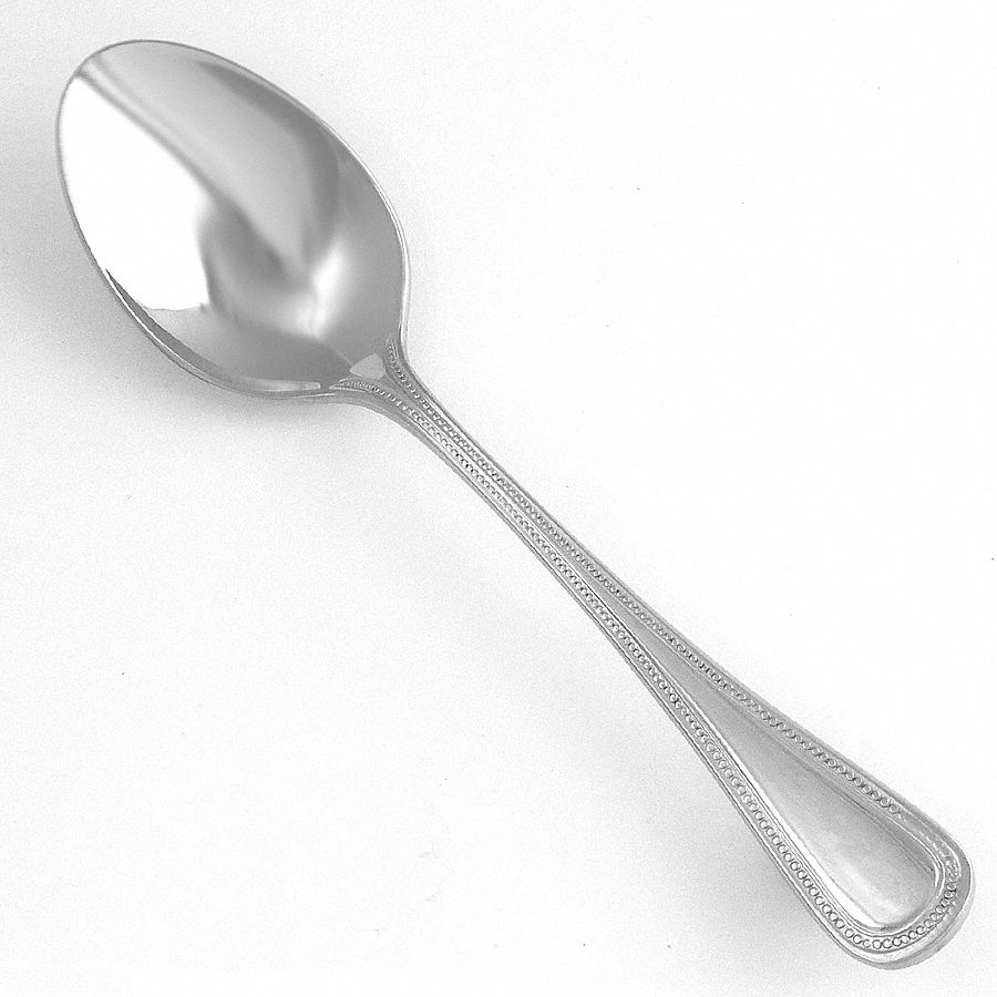 Teaspoon: Classic Bead, 18/10, Stainless Steel, 6 1/8 in Overall Lg, Silver