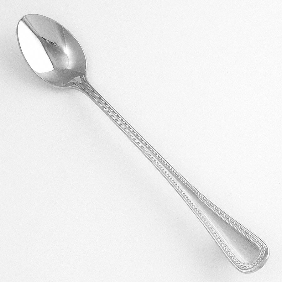 Ice Tea Spoon: Classic Bead, 18/10, Stainless Steel, 7 1/4 in Overall Lg, Silver
