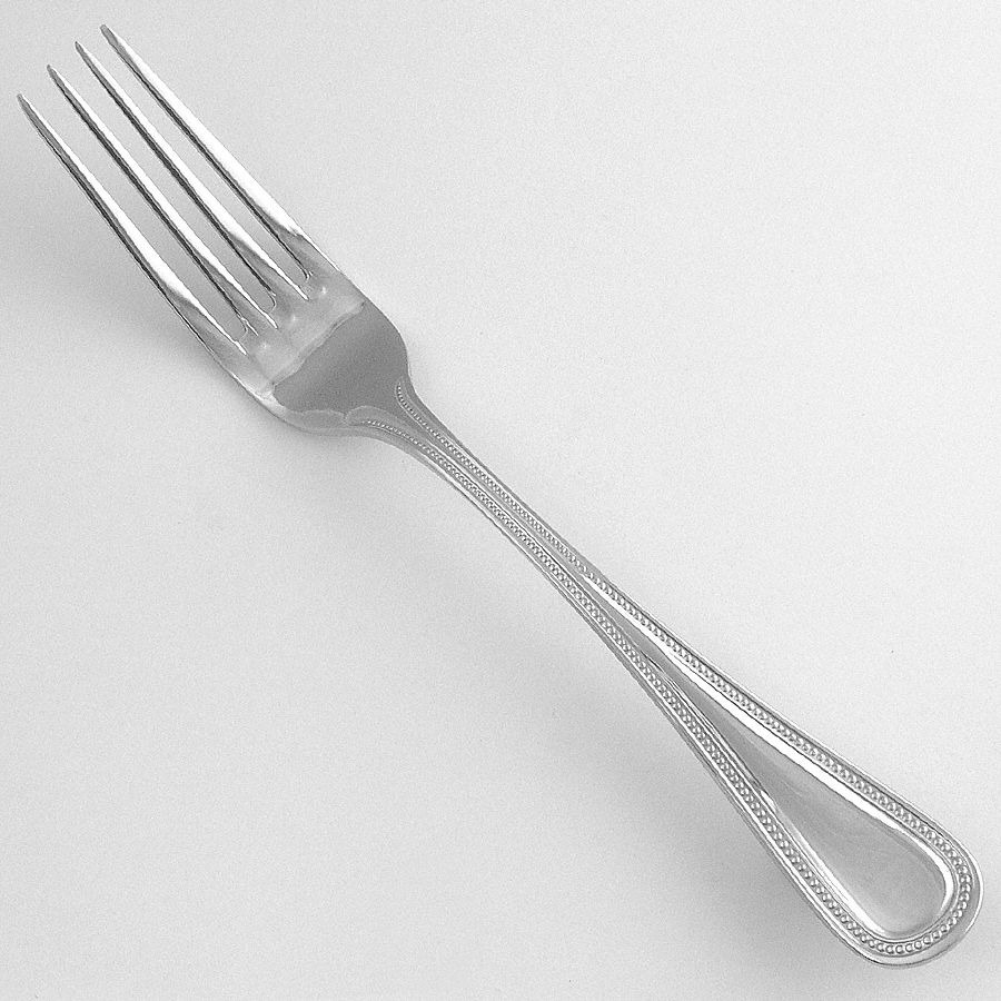 Dinner Fork: Classic Bead, 18/10, Stainless Steel, 7 5/8 in Overall Lg, Silver