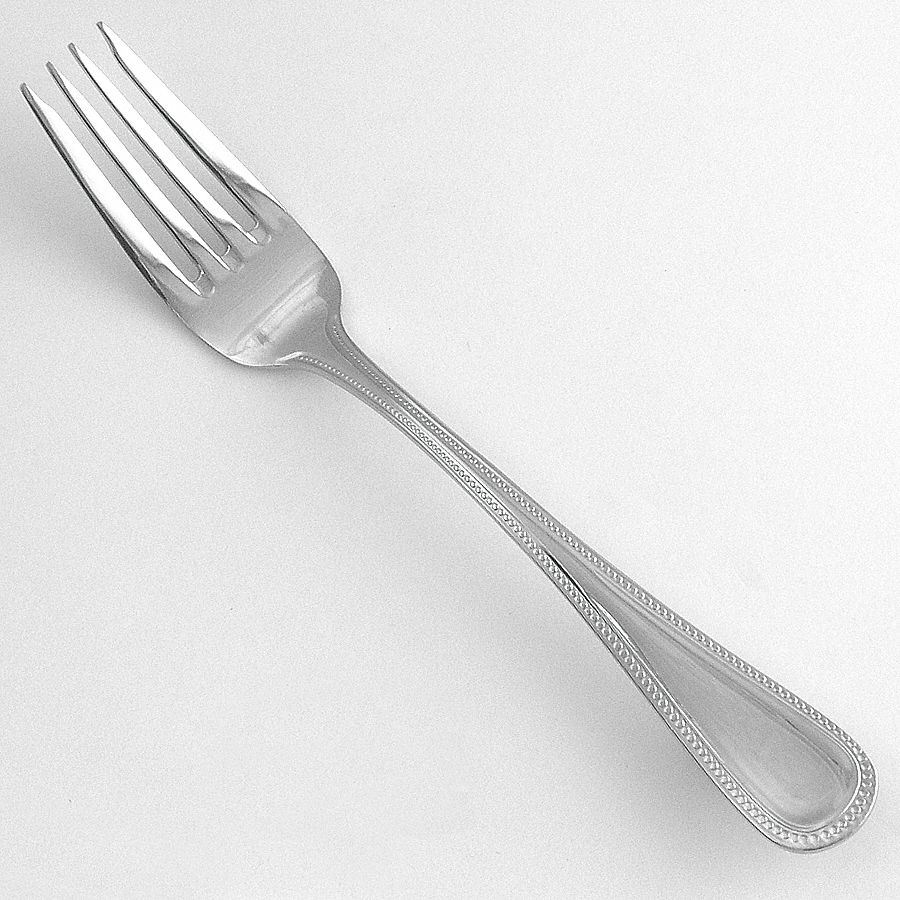 Salad Fork: Classic Bead, 18/10, Stainless Steel, 7 in Overall Lg, Silver