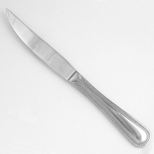 WALCO Dinner Knife: Classic Bead, 18/10, Stainless Steel, 9 3/8 in Overall  Lg, Silver