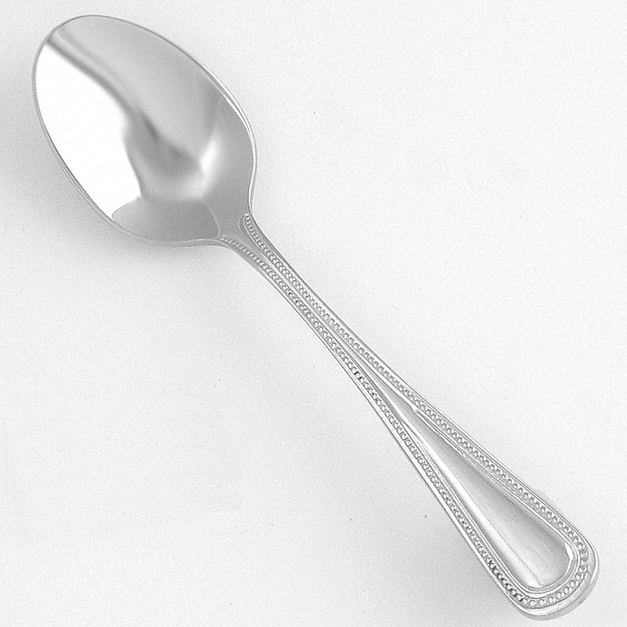 Demitasse Spoon: Classic Bead, 18/10, Stainless Steel, 4 3/8 in Overall Lg, Silver