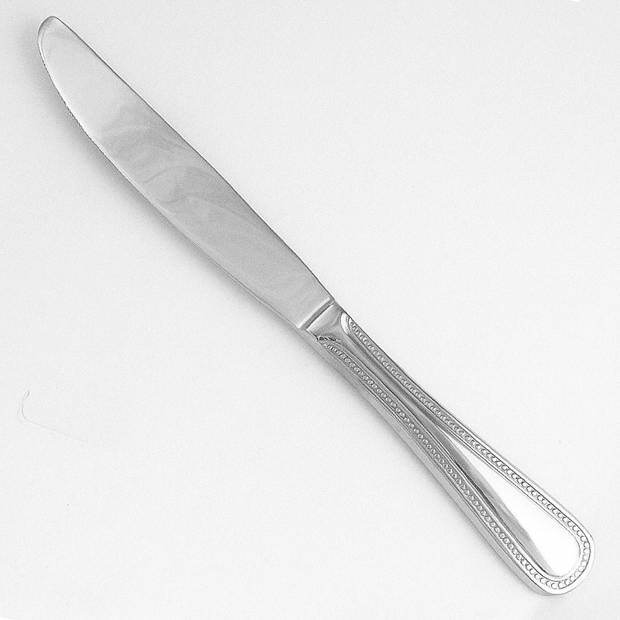 Dinner Knife: Classic Bead, 18/10, Stainless Steel, 8 7/8 in Overall Lg, Silver
