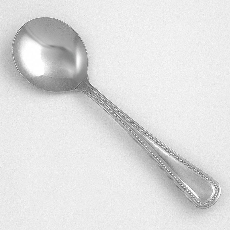 Bouillon Spoon: Poise, 18/0, Stainless Steel, 5 7/8 in Overall Lg, Silver