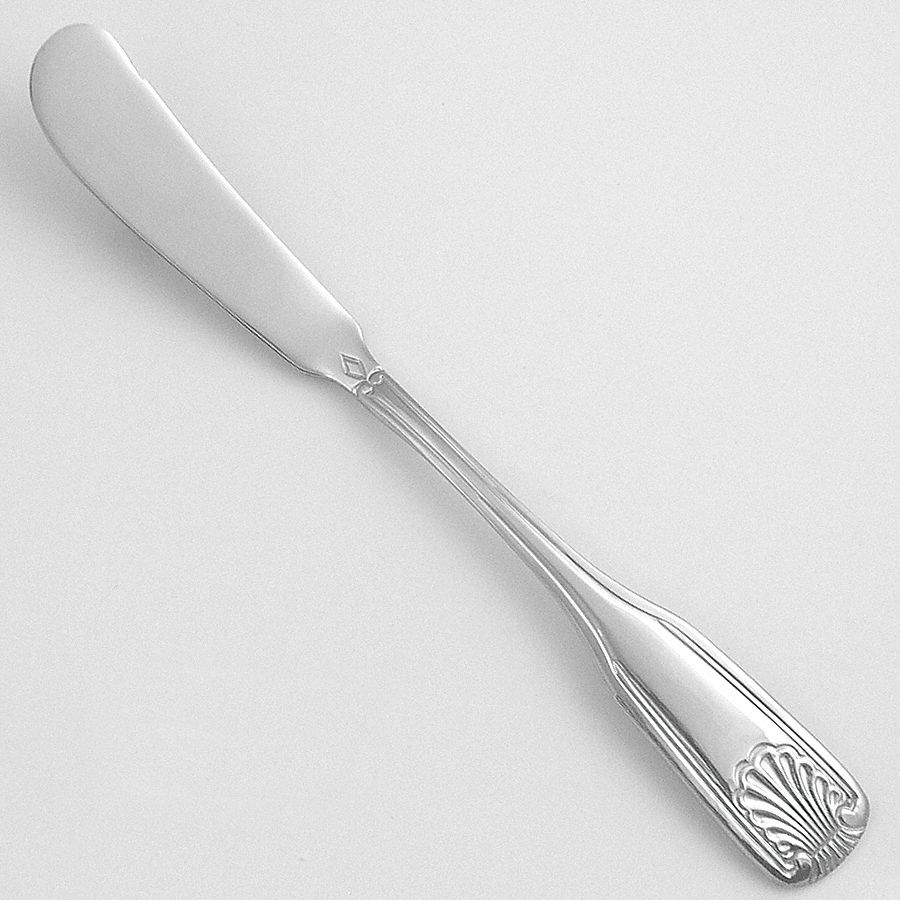 Butter Knife: Fanfare, 18/0, Stainless Steel, 7 in Overall Lg, Silver
