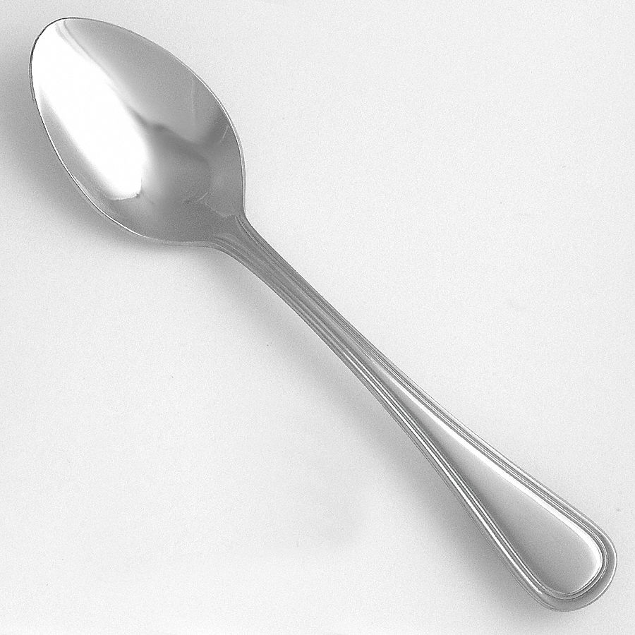 Teaspoon: Lisbon, 18/0, Stainless Steel, 6 1/8 in Overall Lg, Silver