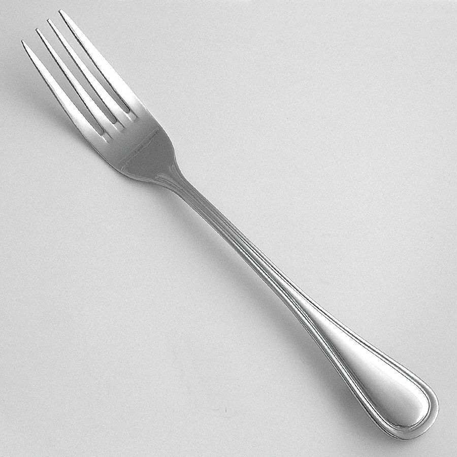 Dinner Fork: Lisbon, 18/0, Stainless Steel, 8 3/8 in Overall Lg, Silver