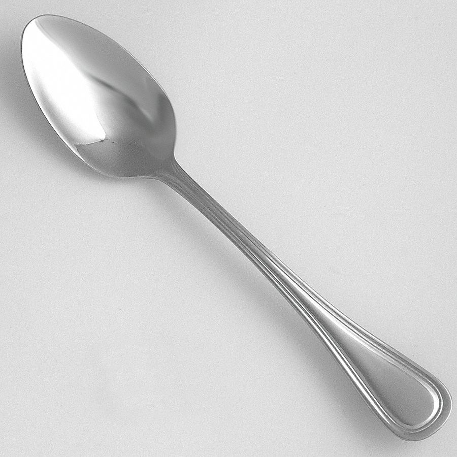 Dessert Spoon: Lisbon, 18/0, Stainless Steel, 7 1/8 in Overall Lg, Silver