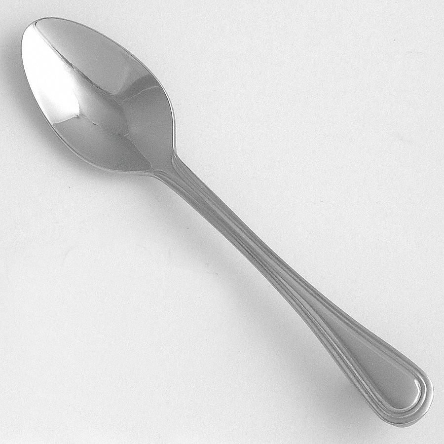 Demitasse Spoon: Lisbon, 18/0, Stainless Steel, 4 1/2 in Overall Lg, Silver