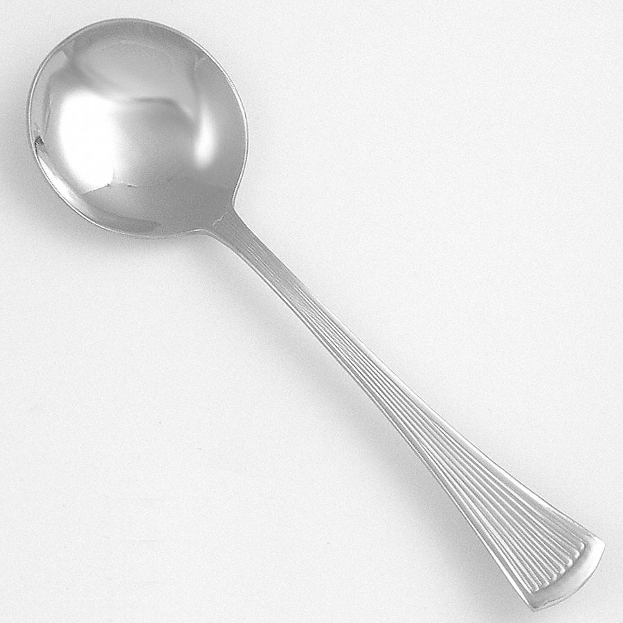 Bouillon Spoon: Bosa Nova, 18/0, Stainless Steel, 6 in Overall Lg, Silver