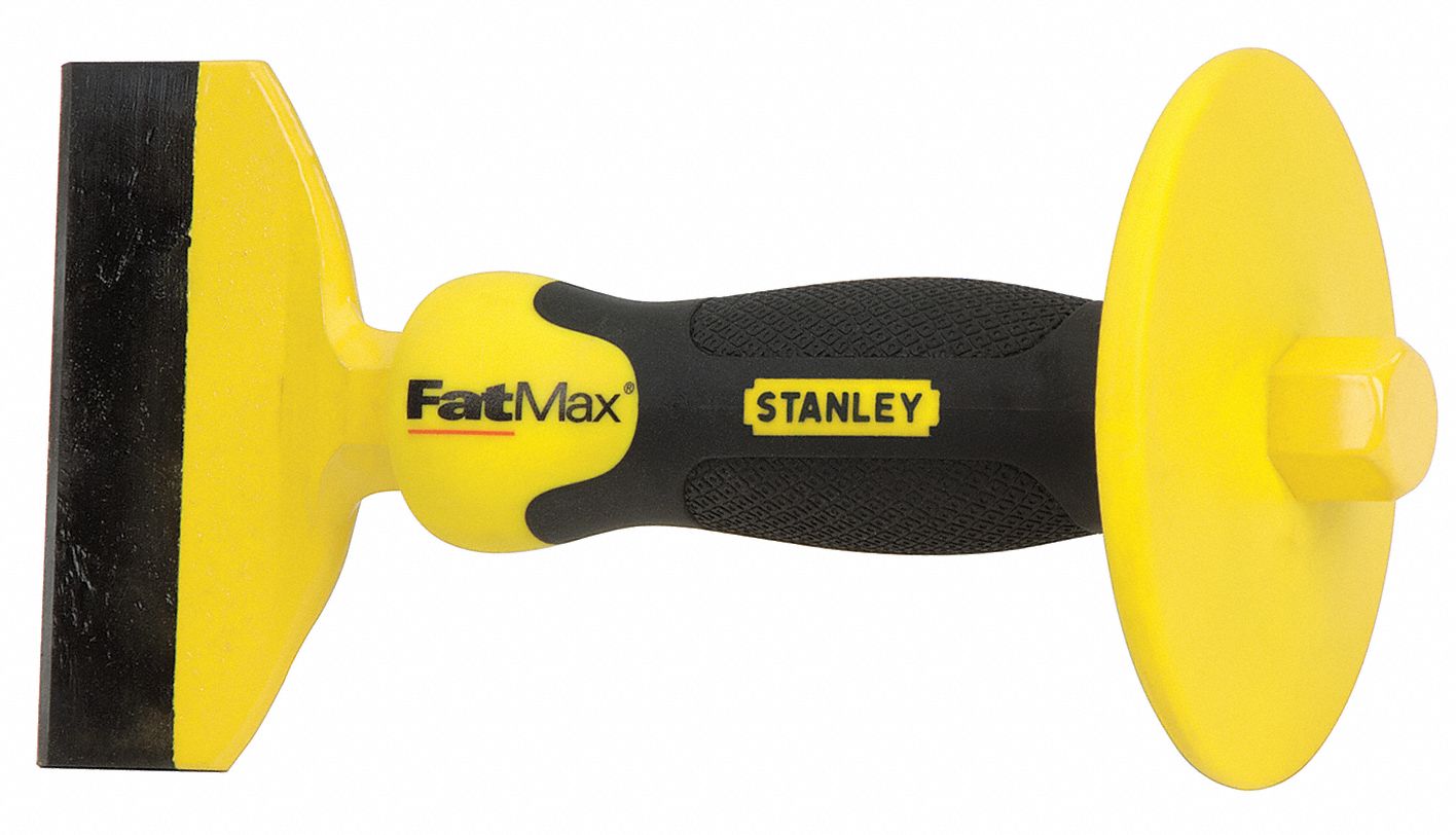 BRICK CHISEL, 4 IN BLADE W, 8½ IN OVERALL L, INCLUDES STRIKING CAP, INCLUDES HANDGUARD