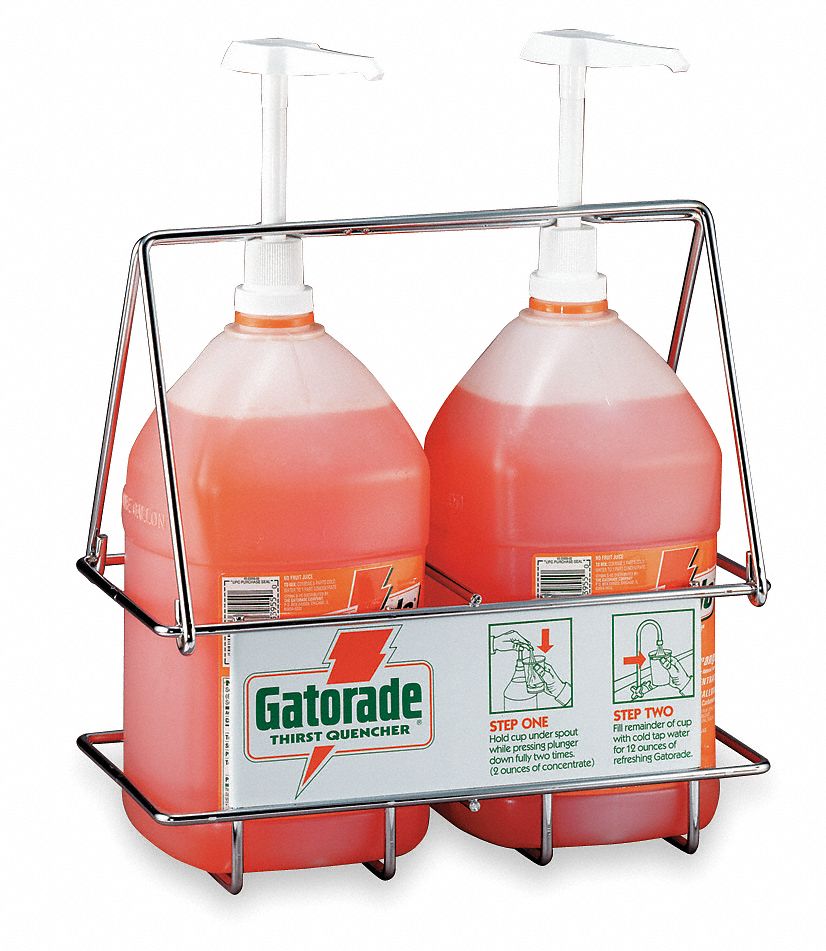 GATORADE Dispenser Rack, Metal, Silver, (2) 1 gal Liquid Concentrate