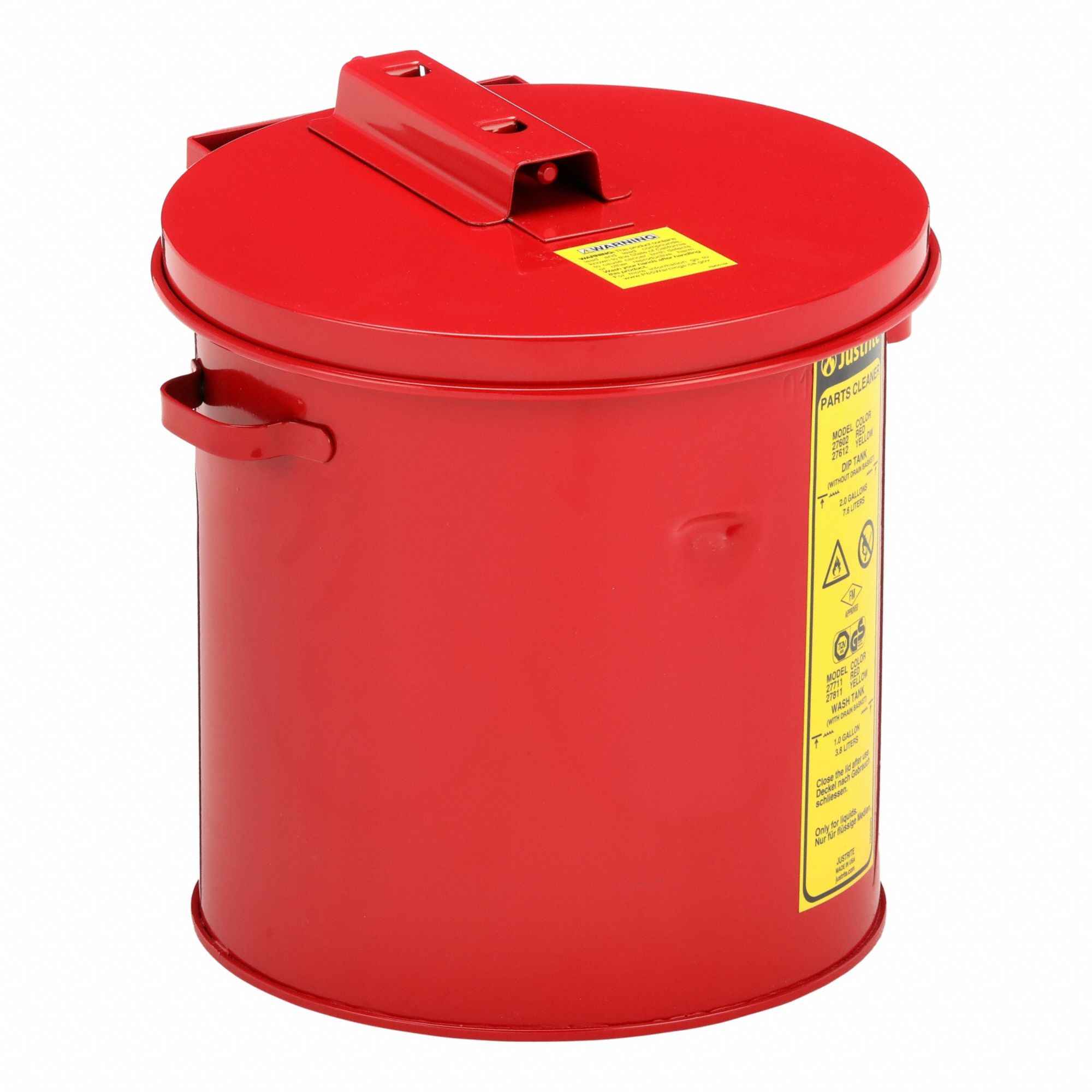 Dip Tank: 2 gal Capacity, Red, 1 Chambers, Powder Coated Steel