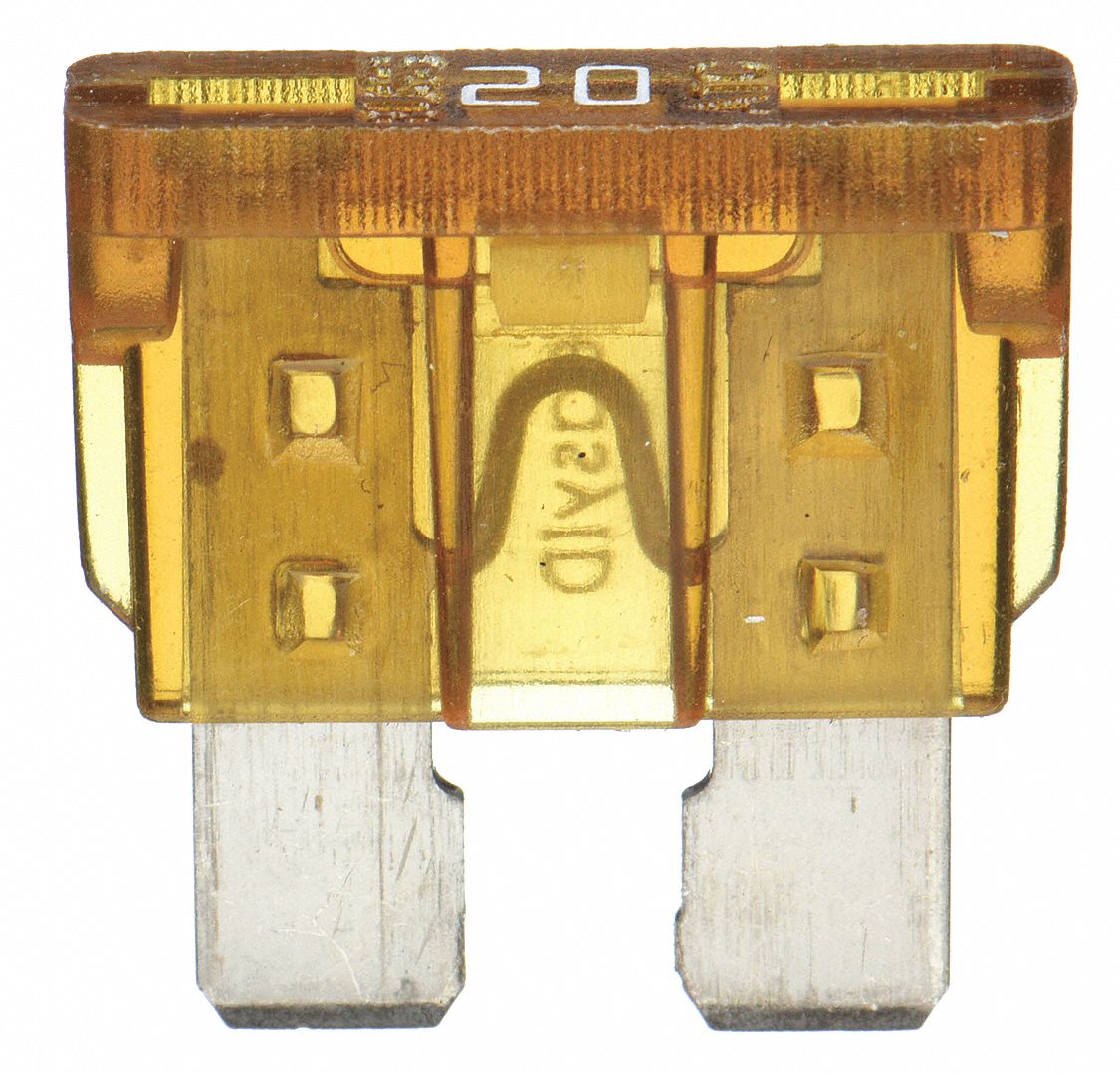 AUTOMOTIVE FUSE, 20 AMPS, 32V DC, YELLOW, INDICATING, 2 PK