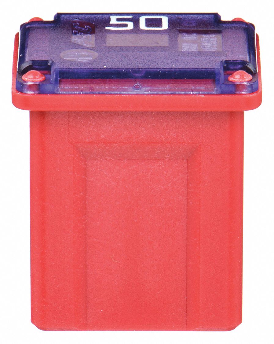 Automotive Fuse: FMX Series, Red, Female, Cartridge, Time-Delay, 50 A, 32 V DC