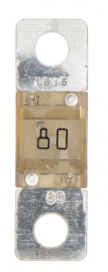 Automotive Fuse: AMI Series, Two-Hole, Bolt-On, Fast-Acting, 80 A, 32 V DC, Non-Indicating