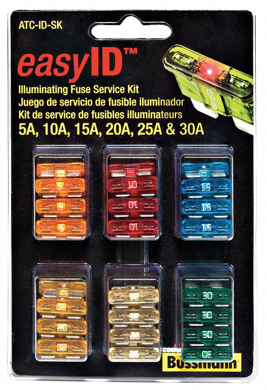 FUSE KIT, ATC, 42 FUSES INCLUDED, 5 TO 30 A, (7) ATC-ID 5, 10, 15, 20, 25, 30