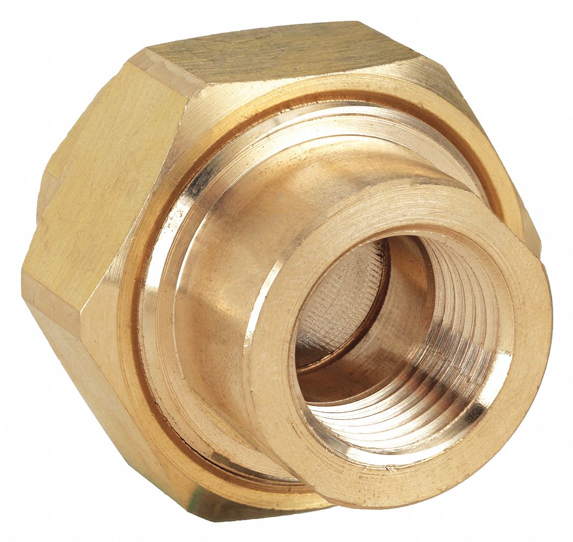 Union: Brass, 1/4 in x 1/4 in Fitting Pipe Size, Female NPT x Female NPT,  Class 150