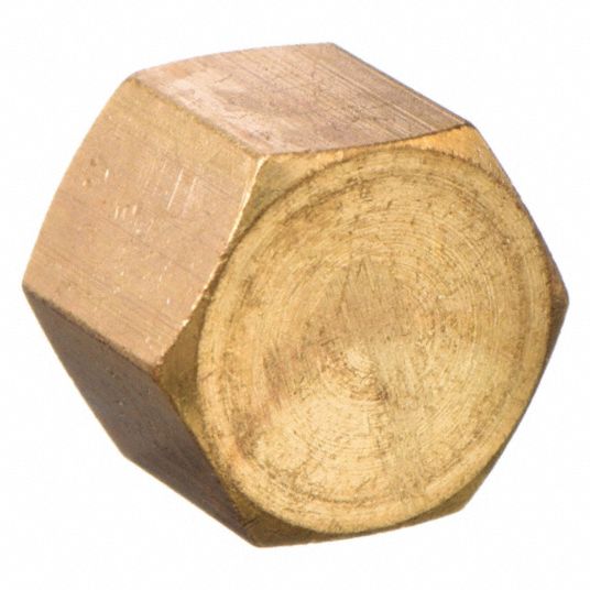 Brass, 1/8 in Fitting Pipe Size, Hex Head Cap - 6AYZ2