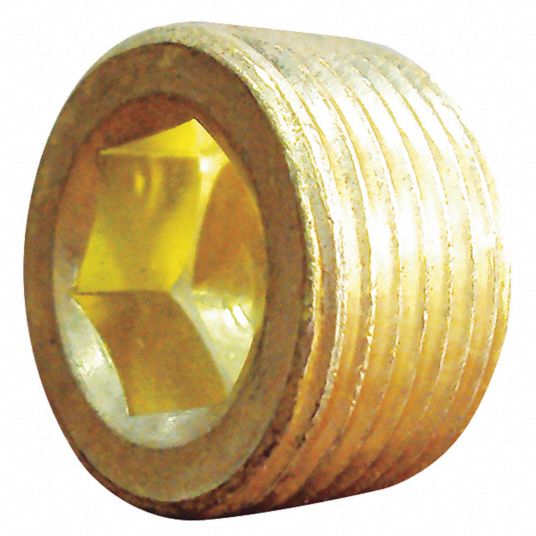 GRAINGER APPROVED Countersink Plug Brass, 1/8 in Fitting Pipe Size