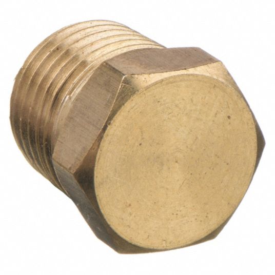 Hex Head Plug: Brass, 1/2 in Fitting Pipe Size, Male NPT, 10 PK