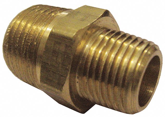 Brass, 1/8 in x 1/8 in Fitting Pipe Size, Adapter - 6AYX2