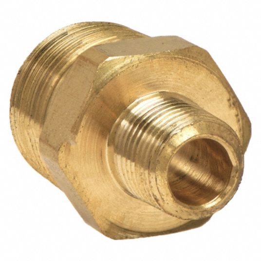 Brass, 1/2 in x 1/4 in Fitting Pipe Size, Hex Reducing Nipple