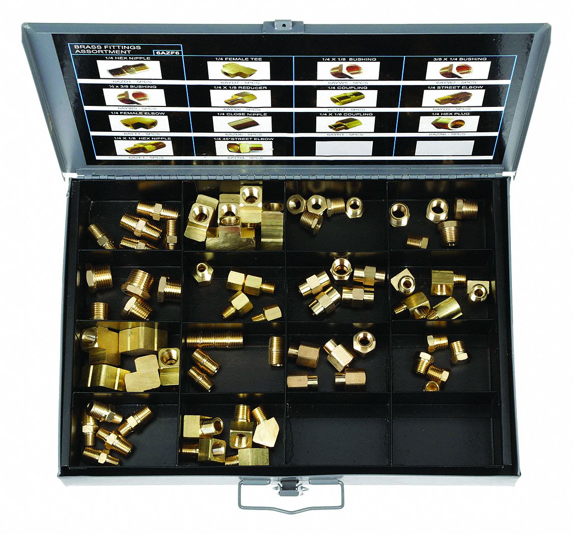 APPROVED VENDOR BRASS FITTING KIT,ASSORTED - Metal Pipe Fitting Kits -  GGM6AZF6