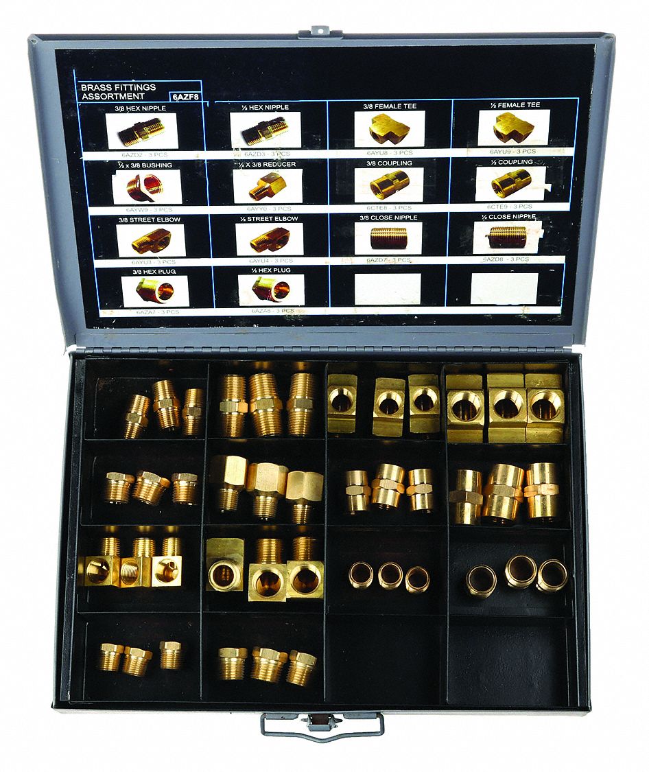 APPROVED VENDOR BRASS FITTING KIT,ASSORTED - Metal Pipe Fitting Kits -  GGM6AZF9