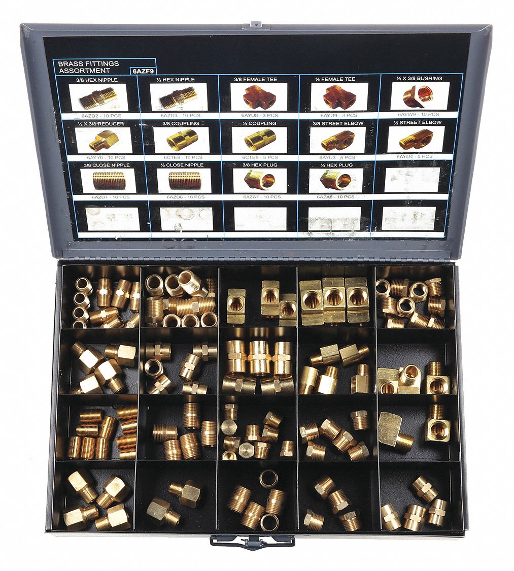 APPROVED VENDOR BRASS FITTING KIT,ASSORTED - Metal Pipe Fitting Kits -  GGM6AZF9