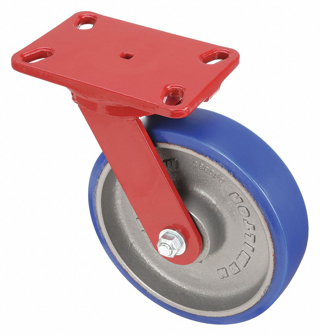 STANDARD PLATE CASTER, 8 IN WHEEL DIA, 1200 LB, 9¾ IN MOUNTING H, SWIVEL CASTER, SOFT