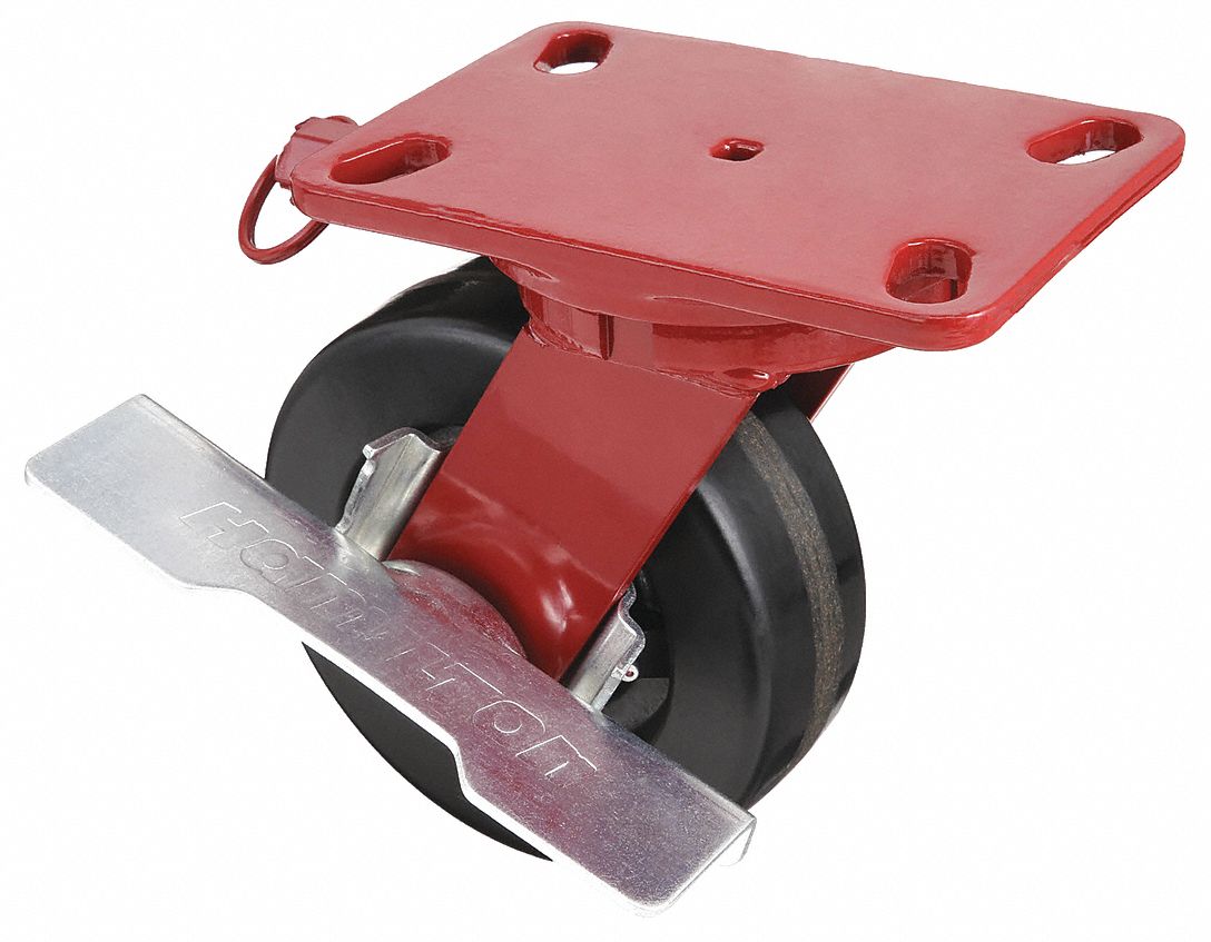 STANDARD PLATE CASTER, 8 IN WHEEL DIAMETER, 1400 LB, 9¾ IN MOUNTING H, PHENOLIC, HARD