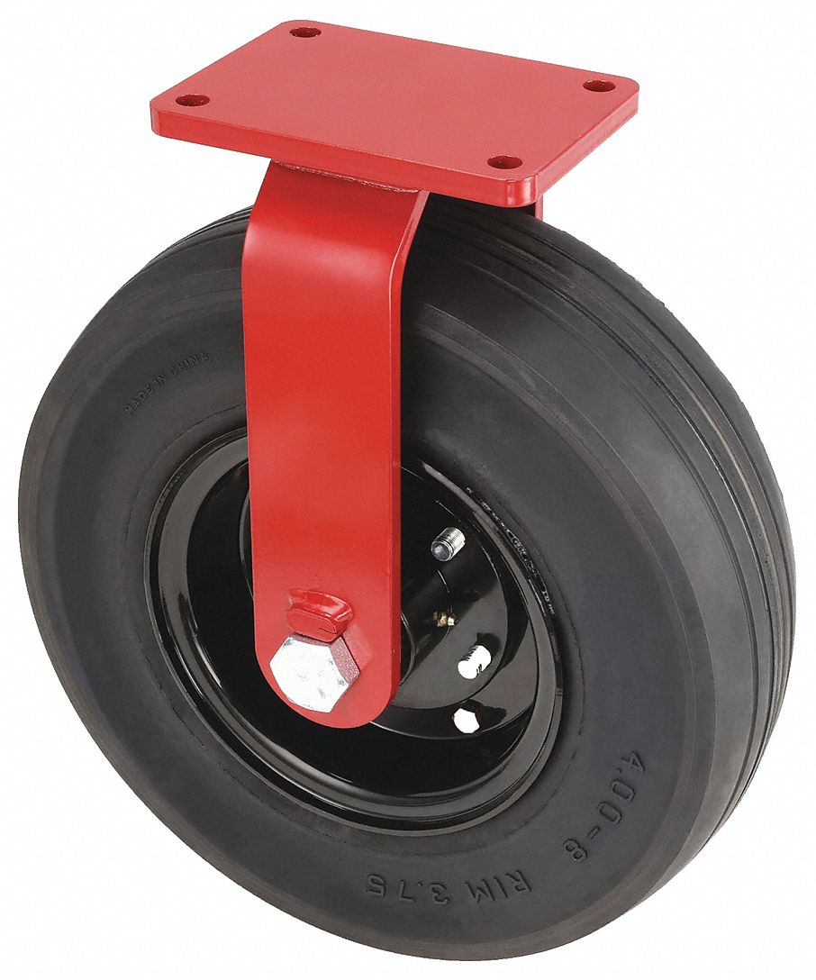 Plate Caster: Rigid, 16 in Wheel Dia., 5 1/8 in Wheel Wd, 18 1/2 in Mounting Ht, Rubber