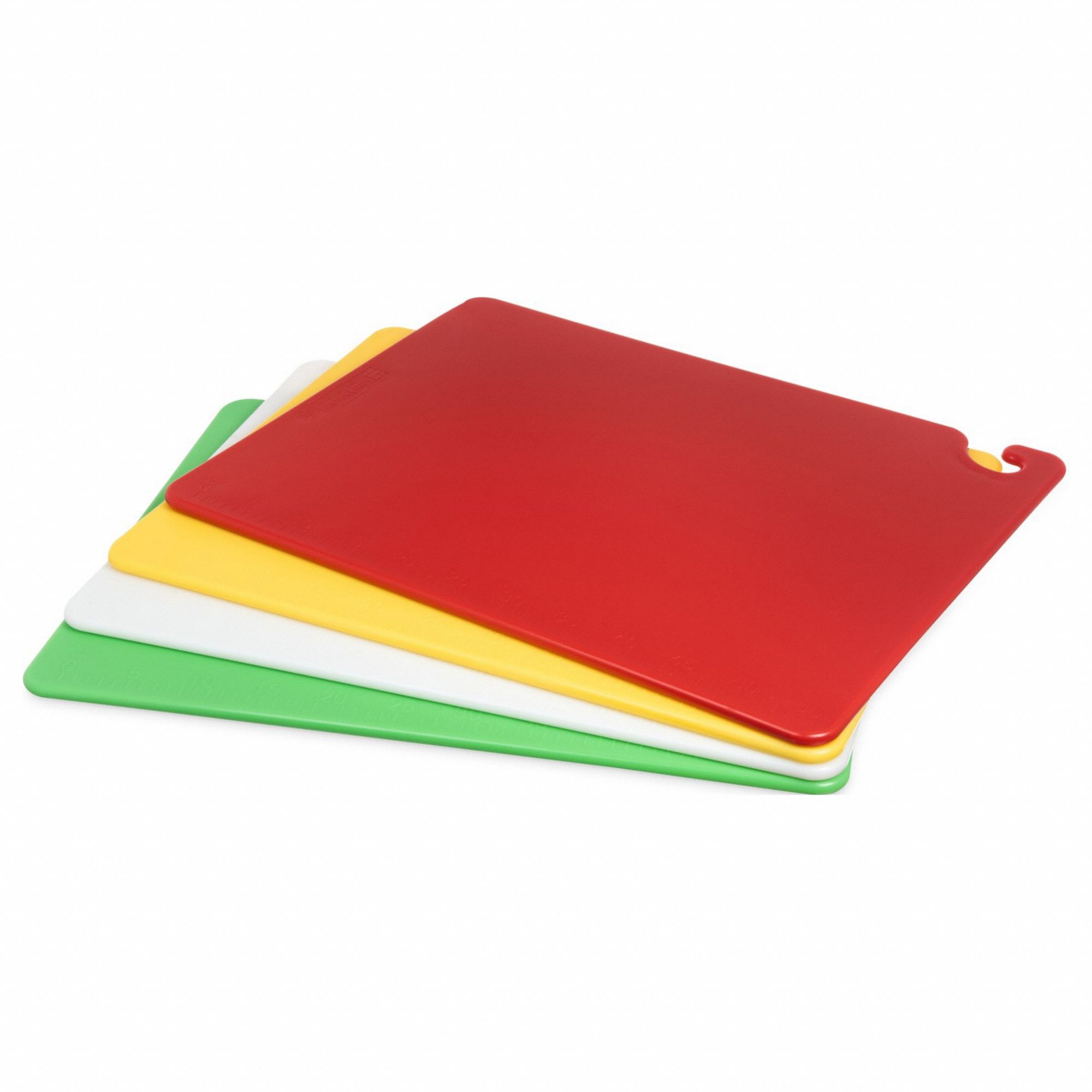 Cutting Board Set: 24 in Overall Lg, 18 in Overall Wd, Green/Red/White/Yellow, Co-Polymer