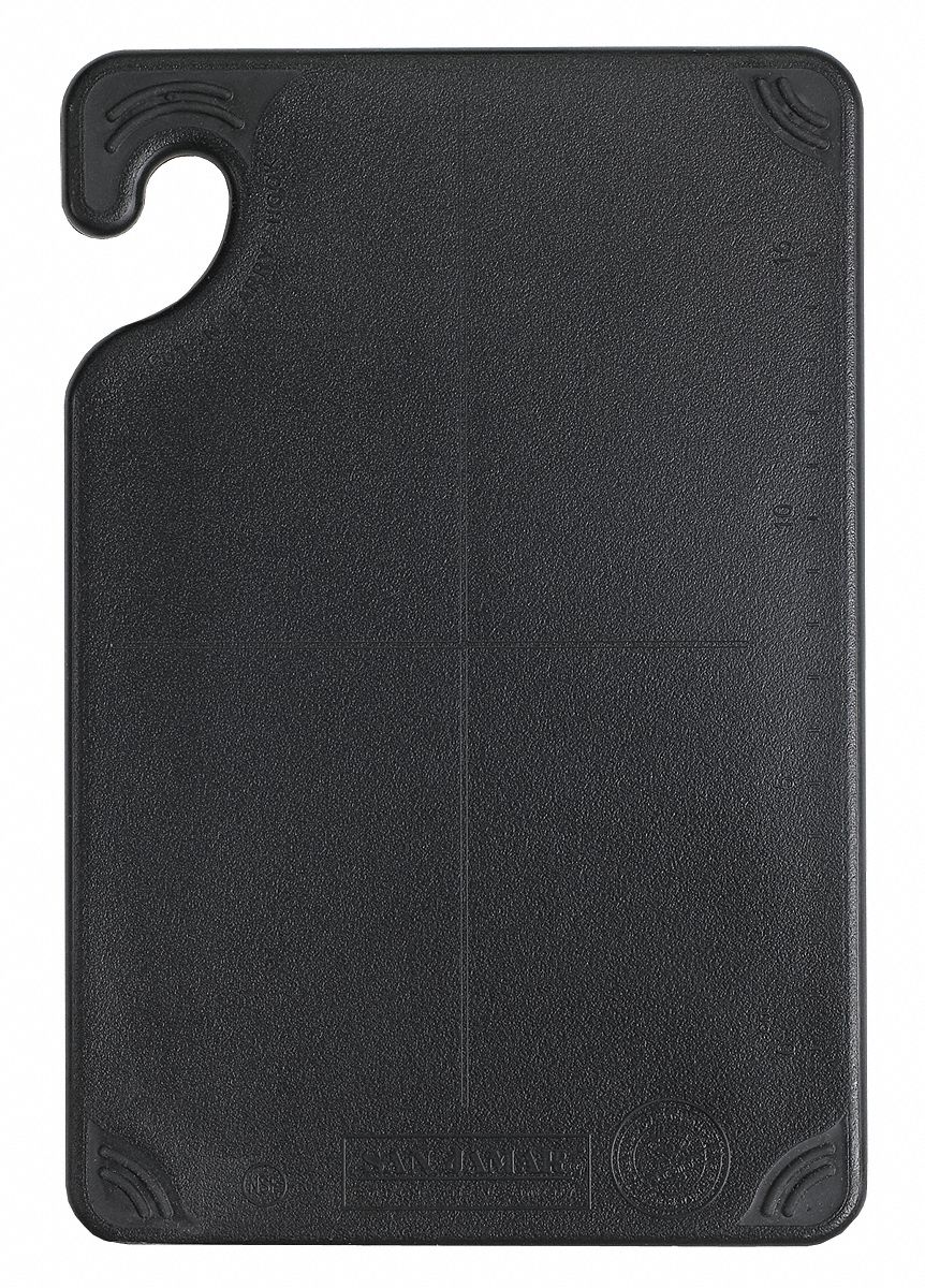 Cutting Board: 9 in Overall Lg, 6 in Overall Wd, Black, Co-Polymer, NSF Certified
