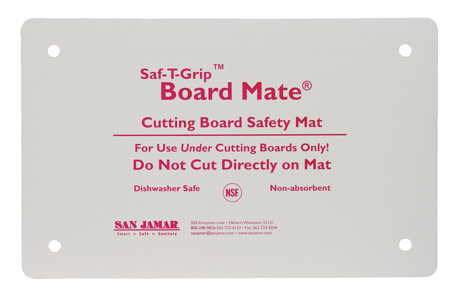 SAN JAMAR Cutting Board Mat Rubber, SafTGrip BoardMate, 10 in Lg, 16 in Wd, 1/8 in Thick