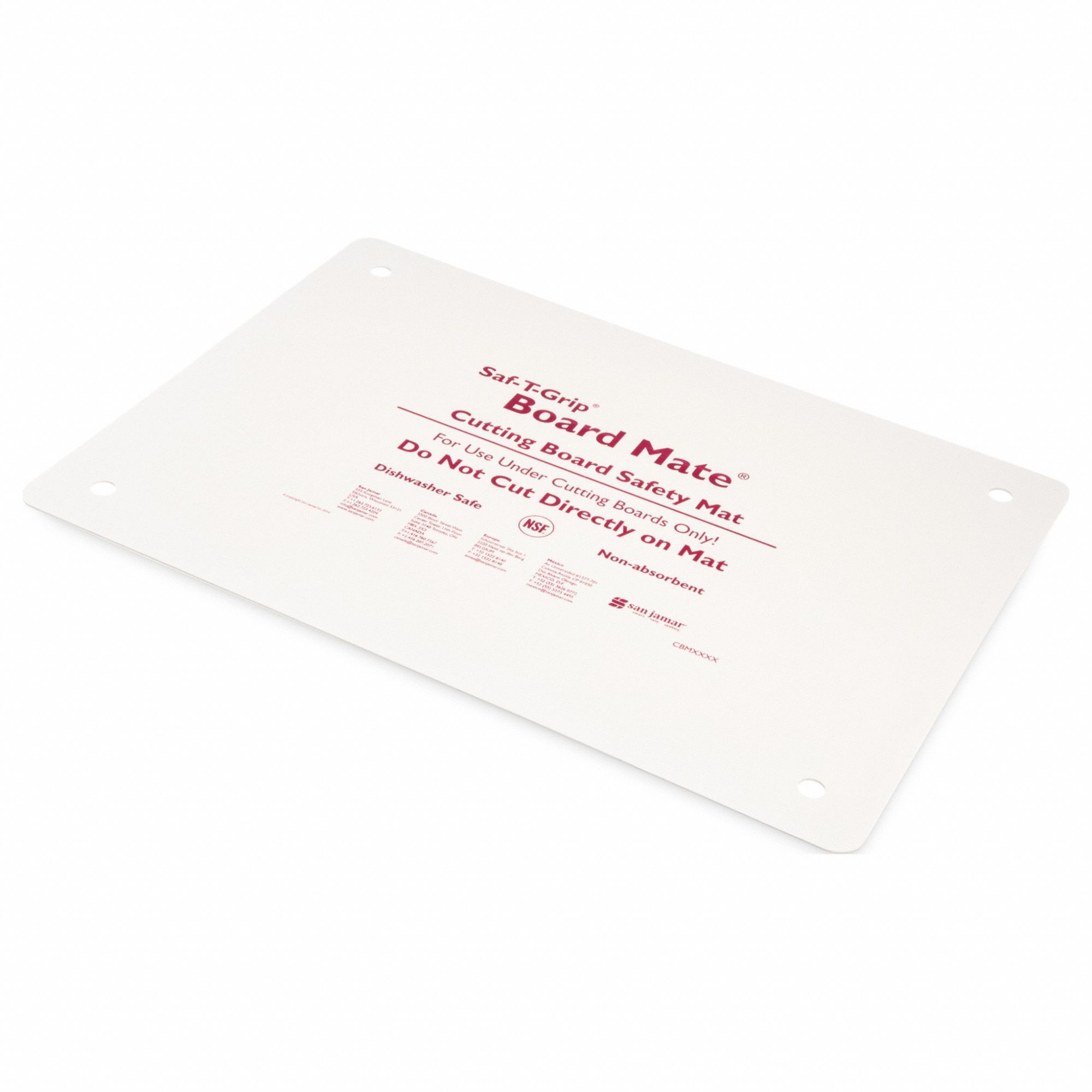 Cutting Board Mat: 18 in Overall Lg, 13 in Overall Wd, White, Rubber, NSF Certified