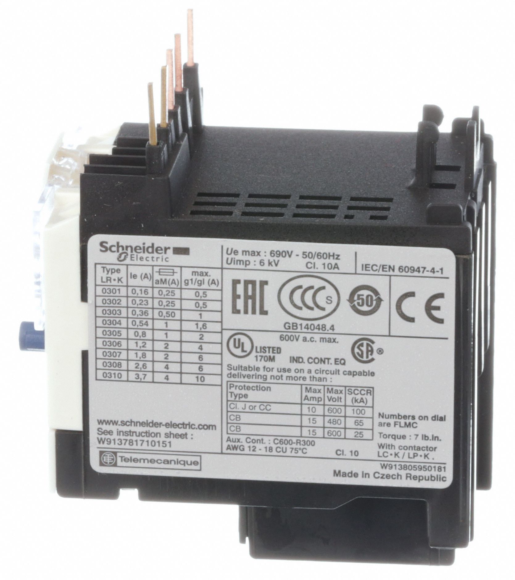 SCHNEIDER ELECTRIC IEC Style Overload Relay, LC7K, LP1K, LP4K ...