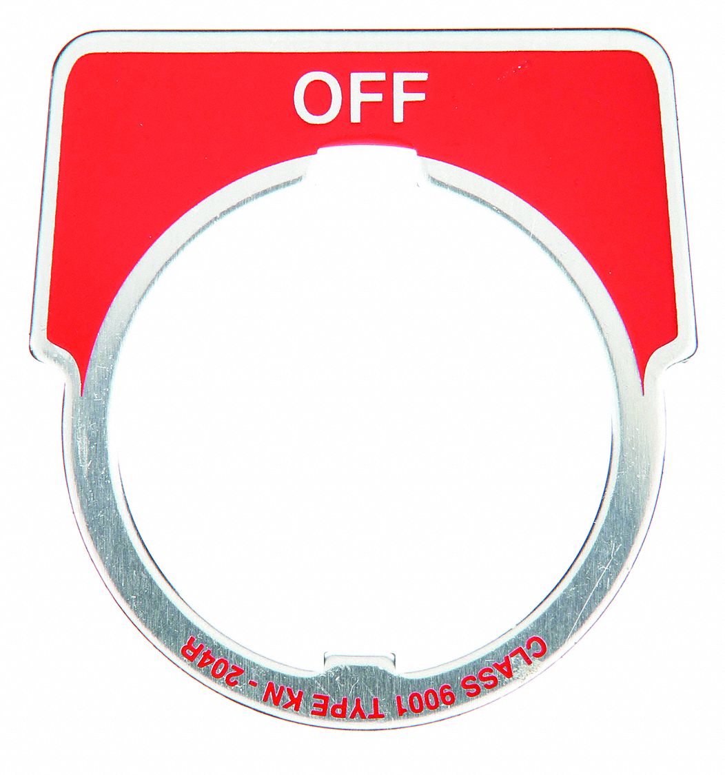 Legend Plate: 30 mm Panel Mounting Size, Half-Round, 1 3/4 in Overall Ht x 1 5/8 in Overall Wd