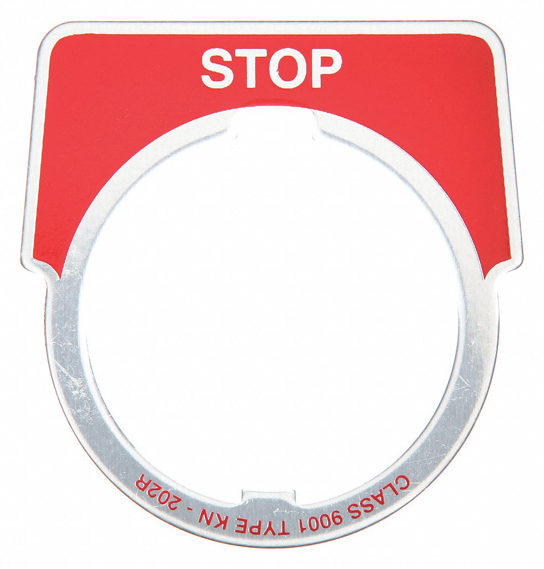 Legend Plate: 30 mm Panel Mounting Size, Half-Round, 1 3/4 in Overall Ht x 1 5/8 in Overall Wd