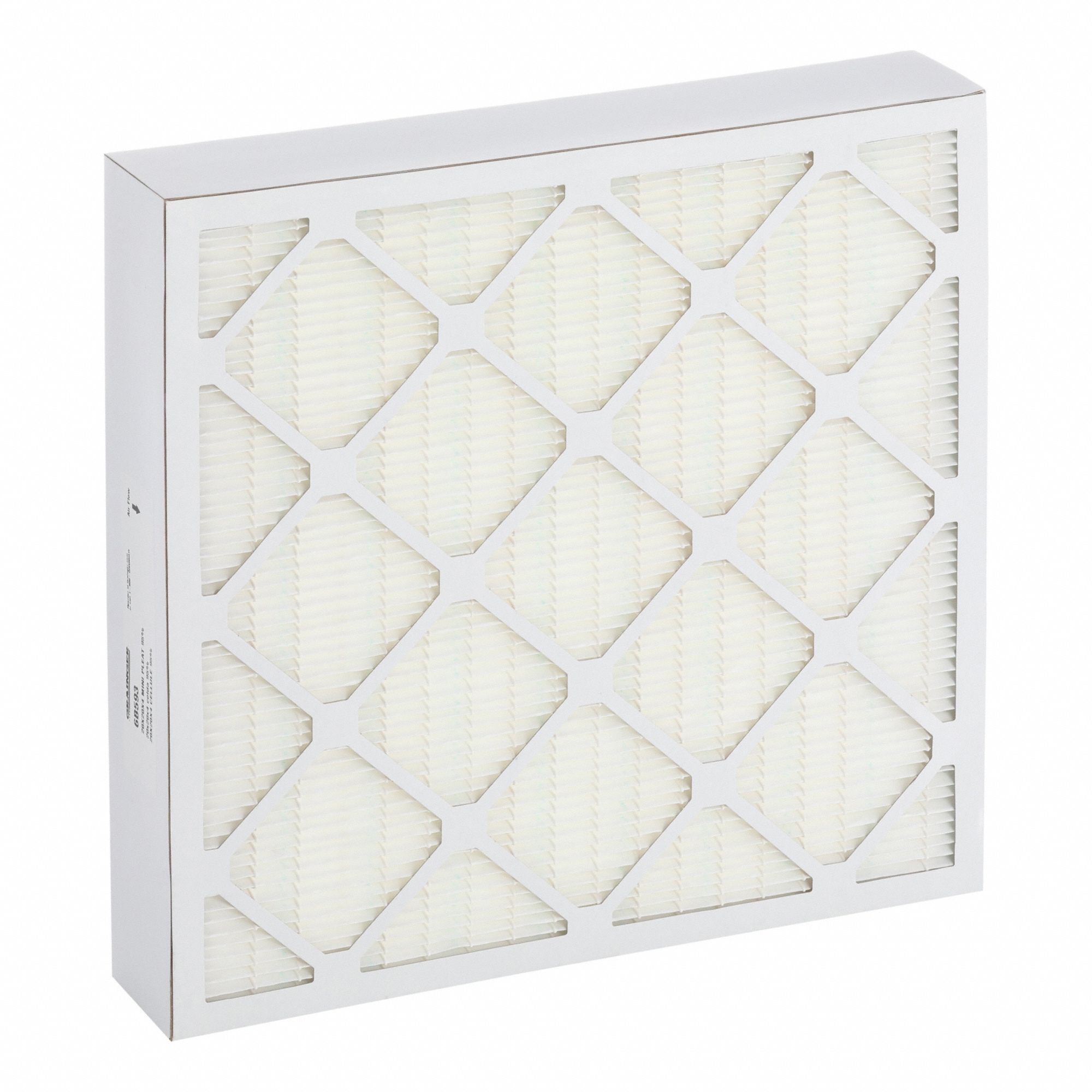 Minipleat Air Filter: 20 in x 20 in x 4 in, Fiberglass, Beverage Board, No Header, MERV 14