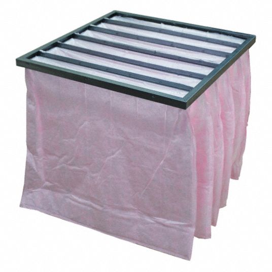 AIR HANDLER Pocket Air Filter, 24x24x36, MERV 13, Pink, Synthetic