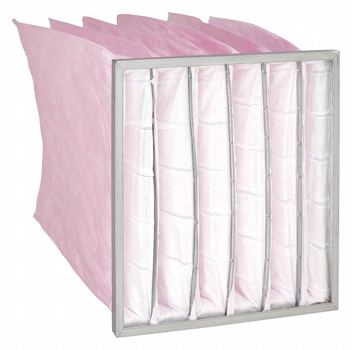 Pocket Air Filter: 24 in x 24 in x 36 in, MERV 13, Pink, Synthetic, 6 Pockets
