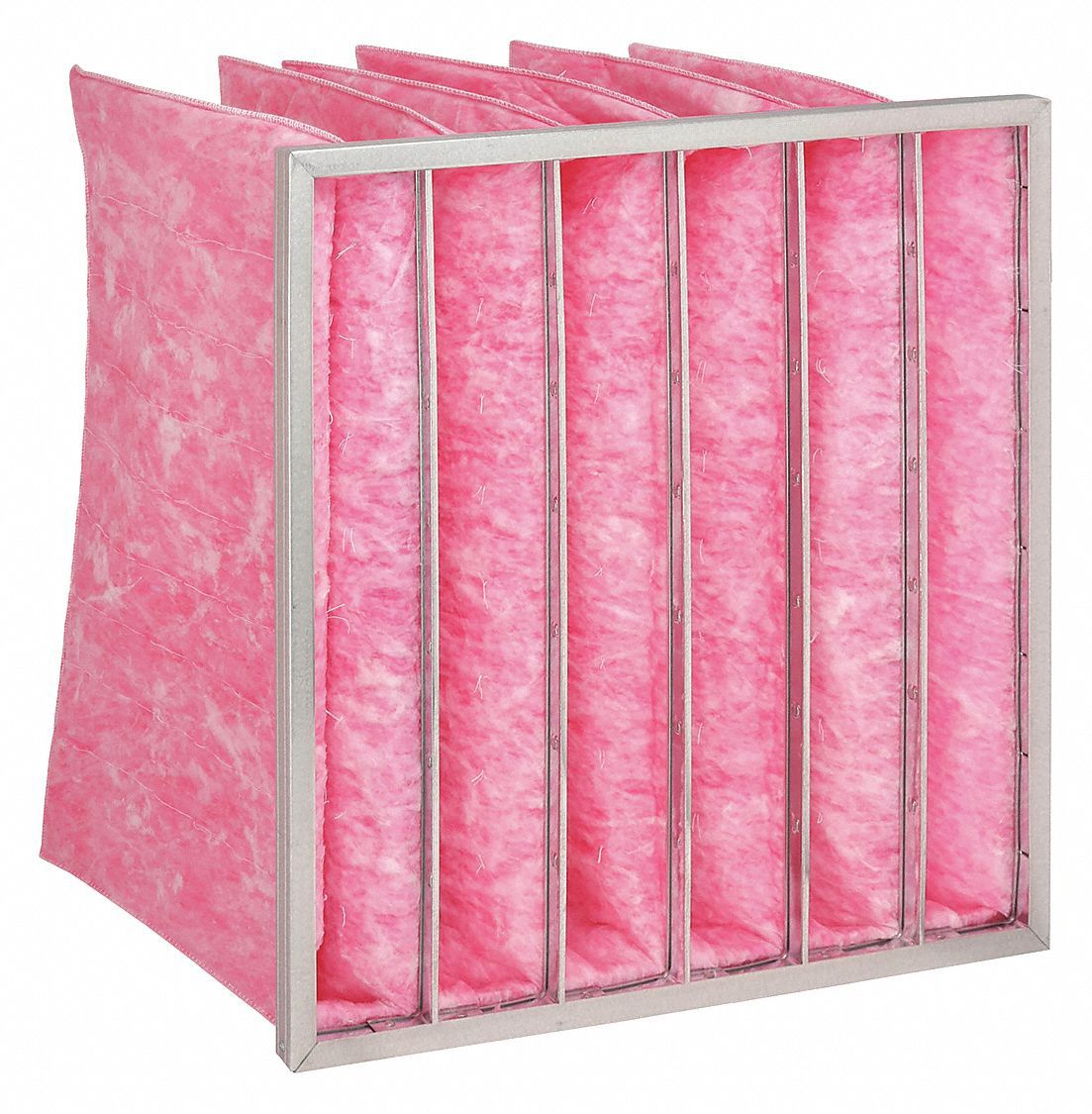 Pocket Air Filter: 24 in x 24 in x 22 in, MERV 13, Pink, Synthetic, 6 Pockets