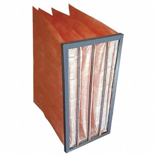 AIR HANDLER Pocket Air Filter, 24x12x22, MERV 11, Orange, Synthetic, Number of Pockets 4